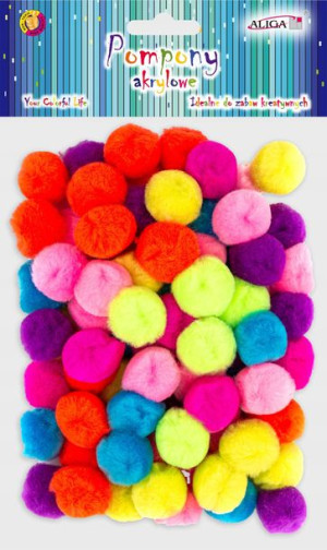 Pompony dekoracyjne Aliga 2,5cm 80 szt POM-9983