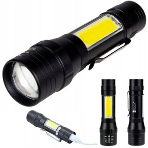 1x Latarka Taktyczna Led Cob Zoom Xml T6 Aku Usb