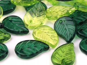 Listki Plastik Mix Zielony 9x14mm 20szt