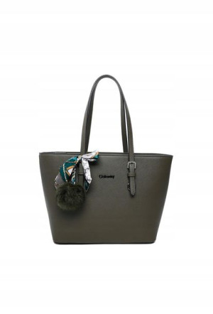 Gallantry Paris torebka damska khaki pompon kokard