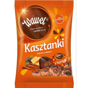 Wawel Kasztanki kakaowe z wafelkami Czekoladki nadziewane 1 kg 1000 g