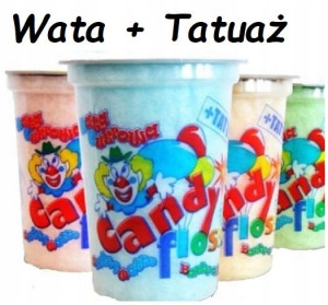 Wata Cukrowa Candy Floss + Tatuaż w Kubku x 12 szt