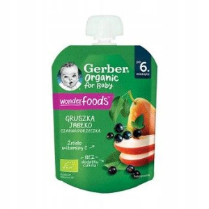 Gerber Organic Gruszka Jabłko Czarna Porzeczka 80g