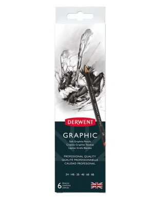 Ołówki Derwent Graphic 2H-8B 6 szt. + temperówka