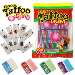 Guma Balonowa z Tatuażem Crazy Tattoo 100 szt