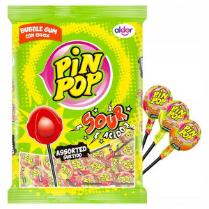 LIZAKI owocowe Aldor PIN POP KWAŚNE z gumą 48 szt