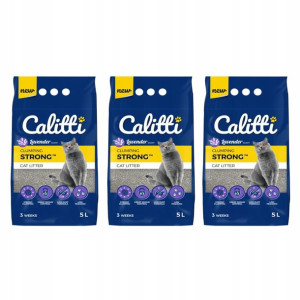Żwirek bentonitowy CALITTI Strong lawendowy 3x 5 L