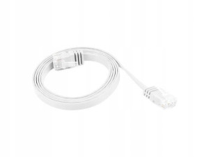 Kabel Patchcord Kat.5a U/utp 1m Biały Płaski