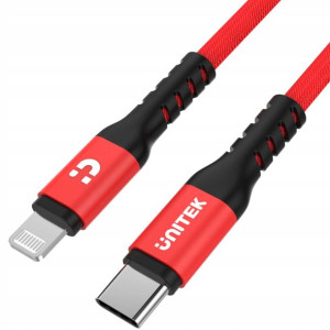 Przewód USB-C - Lightning 1m MFi czerwony Unitek