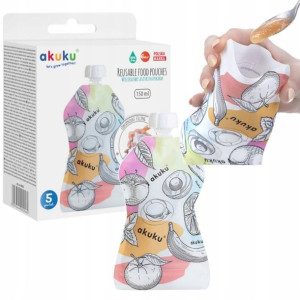 Saszetki wielorazowe na pokarm 5 szt. Akuku