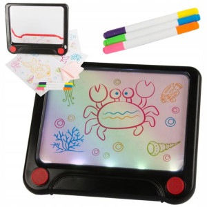 Tablet Graficzny Neon - Do Rysowania - Znikopis - Led + Flamastry