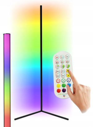 LAMPA podłogowa STOJĄCA narożna RGB LED + pilot