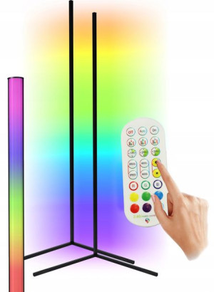 LAMPA podłogowa STOJĄCA narożna RGB LED + pilot