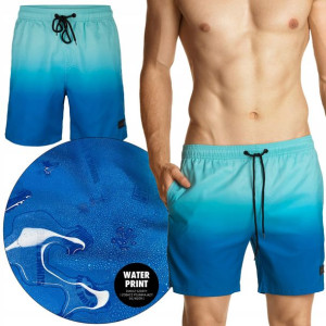 Atlantic Szorty kąpielowe Nadruk Wodny Blue XL