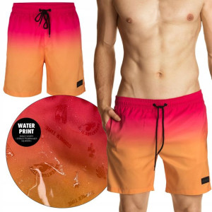Atlantic Szorty kąpielowe Nadruk Wodny Pink XL