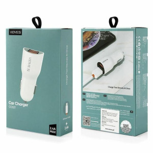 Ładowarka Samochodowa Vidvie S-cc02 2xusb + Kabel Typ C 2.4a Biały