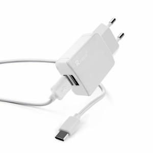 Ładowarka Sieciowa Reverse U21 2xusb + Kabel Typ C 2.1a Biały