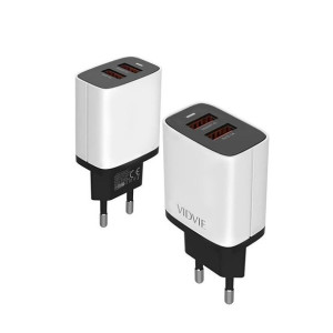 Ładowarka Sieciowa Vidvie Ple216 2xusb + Kabel Type C 2.4a Biały/czarny