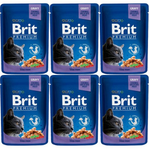 Mokra karma Brit Cat Pouches COD FISH 6x100g