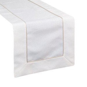 Bieżnik zdobiony złotą lamówką 40X140cm kremowy