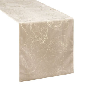 Szarfa velvetowa zdobiona 35X180cm beżowa