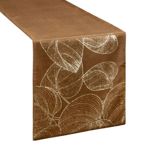 Szarfa velvetowa zdobiona 35X180cm brązowa