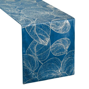 Szarfa velvetowa zdobiona 35X180cm granatowa