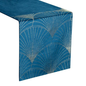 Szarfa velvetowa zdobiona 35X220cm granatowa