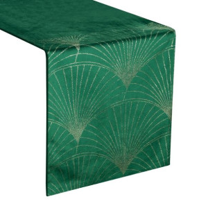 Szarfa velvetowa zdobiona 35X220cm ciemnozielona