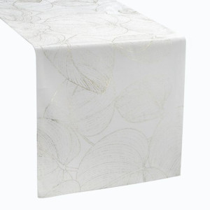 Szarfa velvetowa zdobiona 35X220cm biała