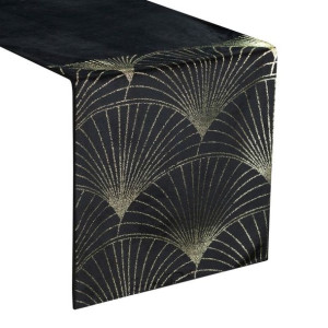 Szarfa velvetowa zdobiona 35X140cm czarna