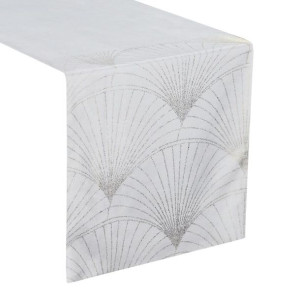 Szarfa velvetowa zdobiona 35X140cm biała