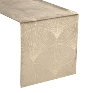 Szarfa velvetowa zdobiona 35X140cm beżowa