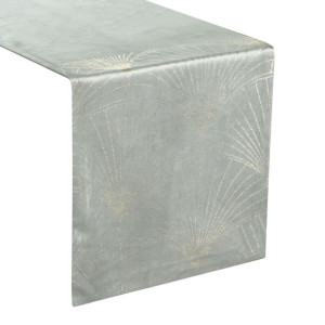 Szarfa velvetowa zdobiona 35X140cm srebrna