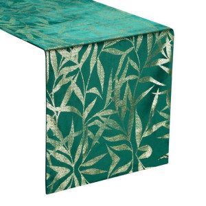 Szarfa velvetowa zdobiona 35X140cm ciemnozielona