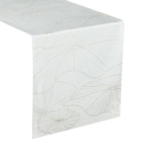Szarfa velvetowa zdobiona 35X220cm biała