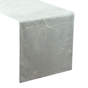Szarfa velvetowa zdobiona 35X220cm srebrna