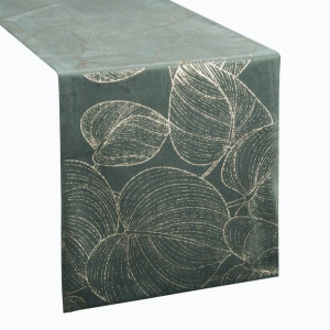 Szarfa velvetowa zdobiona 35X140cm ciemnomiętowa