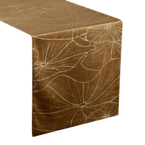 Szarfa velvetowa zdobiona 35X220cm brązowa
