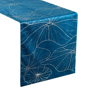 Szarfa velvetowa zdobiona 35X220cm granatowa
