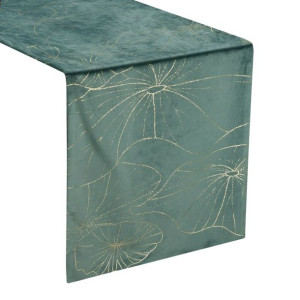 Szarfa velvetowa zdobiona 35X220cm ciemnomiętowa