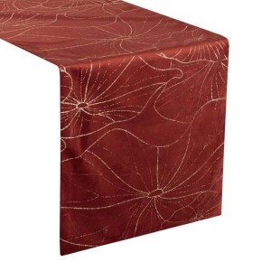 Szarfa velvetowa zdobiona 35X220cm ceglasta