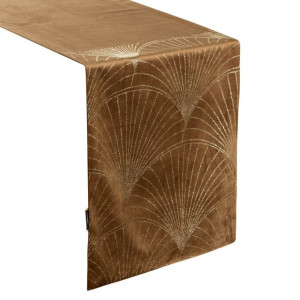 Szarfa velvetowa zdobiona 35X180cm brązowa