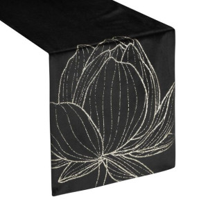 Szarfa velvetowa zdobiona 35X140cm czarna