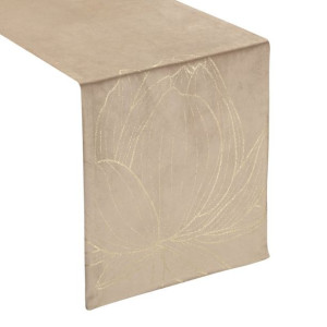 Szarfa velvetowa zdobiona 35X180cm beżowa