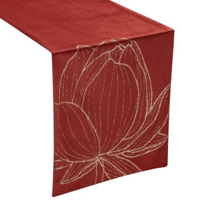 Szarfa velvetowa zdobiona 35X220cm ceglasta