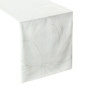 Szarfa velvetowa zdobiona 35X220cm biała