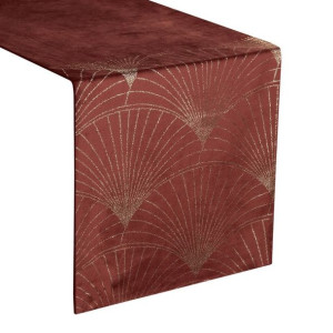 Szarfa velvetowa zdobiona 35X140cm ceglasta