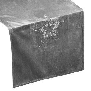 Bieżnik świąteczny z tkaniny welwetowej 40X140cm srebrny