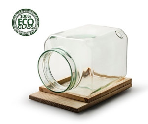 Słój słoik szklany kwadratowy na desce eco 20x13,5 cm las w słoiku